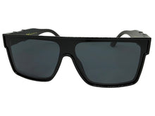 Classic Hardcore Biker Gangster Shield Style LOCS SUNGLASSES Large Black Frame - Dark Lens 91324