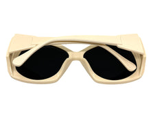 Oversized Exaggerated Vintage Retro Style SUNGLASSES Large Cream Frame - Dark Lens E2003