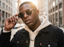 Classic Vintage Retro Luxury Hip Hop Rapper Style SUNGLASSES Round Silver Frame - Dark Lens 6556