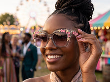 Classic Elegant Vintage Retro Style SUNGLASSES Large Thick Square Gray Floral Frame 17004 (Copy)