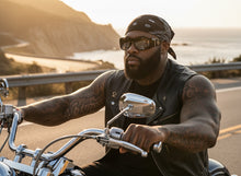 Classic Hardcore Gangster Biker Style Choppers SUNGLASSES Thick Black Frame - Silver Lens 6786