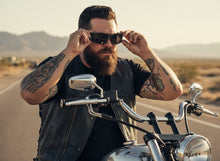 Classic Hardcore Gangster Biker Style Choppers SUNGLASSES Thick Carbon Fiber Frame - Dark Lens 6786