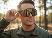 Military Tactical Hunting Fishing Wrap Around Safety SUNGLASSES Camouflage Frame - Silver Lens CAMO3