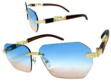 Classy Elegant Luxury Hip Hop Rapper Style SUNGLASSES Gold & Faux Wooden Frame - Multicolor Lens 27804