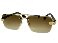 Classy Elegant Luxury Hip Hop Rapper Style SUNGLASSES Gold & Tortoise Frame - Gold Cross & Fleur De Lis 27774