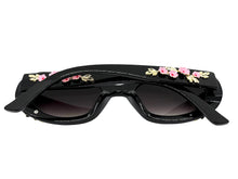 Classic Elegant Vintage Retro Style SUNGLASSES Thick Black Oval Floral Frame 17008