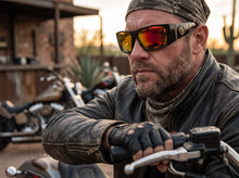Classic Hardcore Gangster Biker Style Choppers SUNGLASSES Thick Black Frame - Gold Lens 6786