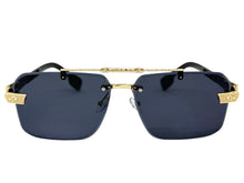 Classy Elegant Luxury Hip Hop Rapper Style SUNGLASSES Gold & Black Frame - Gold Cross & Fleur De Lis 27774