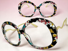 Oversized Vintage Retro Style Clear Lens EYEGLASSES Large Round Floral Frame 16020