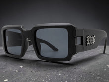 Classic Hardcore Biker Gangster Style LOCS SUNGLASSES Large Thick Matte Black Frame - Dark Lens 91336
