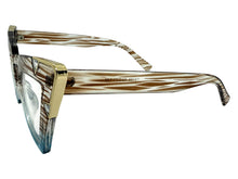 Oversized Vintage Retro Cat Eye Style Clear Lens EYEGLASSES Large Striped Optical Frame 13188