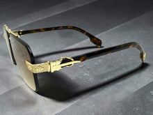 Classy Elegant Luxury Hip Hop Rapper Style SUNGLASSES Gold & Tortoise Frame - Gold Cross & Fleur De Lis 27774