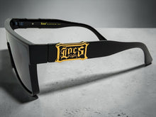 Classic Hardcore Biker Gangster Shield Style LOCS SUNGLASSES Large Black Frame - Dark Lens 91324