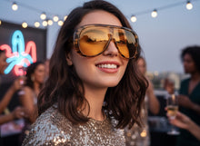 Oversized Modern Retro Shield Style SUNGLASSES Thick Brown Frame - Light Tint Lens 2466