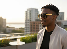 Classic Vintage Retro Luxury Hip Hop Rapper Style SUNGLASSES Square Black & Gold Frame - Blue Lens 81063