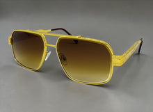 Classic Vintage Retro Luxury Hip Hop Rapper Style SUNGLASSES Square Gold Frame - Honey Lens E2206
