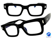Classic Vintage Retro Style EYEGLASSES Blue Light Black Clear Lens - Thick Square Black Frame 80844