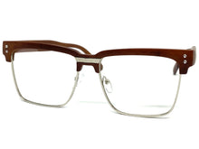 Classy Elegant Sophisticated Luxury Style Clear Lens EYEGLASSES Faux Wood & Silver Frame WD746