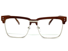 Classy Elegant Sophisticated Luxury Style Clear Lens EYEGLASSES Faux Wood & Silver Frame WD746