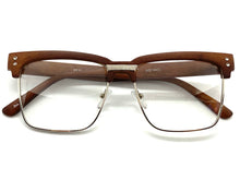 Classy Elegant Sophisticated Luxury Style Clear Lens EYEGLASSES Faux Wood & Silver Frame WD746