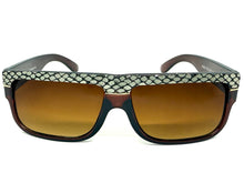 Classic Vintage Retro Hip Hop Rapper Pimp Style SUNGLASSES Thick Brown Snakeskin Frame 1221