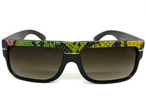 Classic Vintage Retro Hip Hop Rapper Pimp Style SUNGLASSES Thick Black Snakeskin Frame 1221