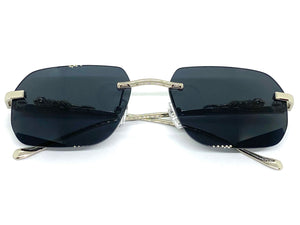 Classy Elegant Sophisticated Luxury Designer Fashion SUNGLASSES Rimless Silver Frame 5251