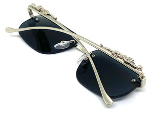 Classy Elegant Sophisticated Luxury Designer Fashion SUNGLASSES Rimless Silver Frame 5251