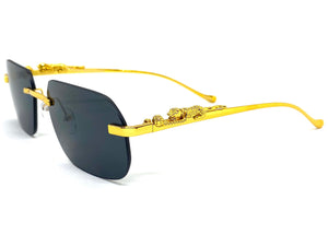 Classy Elegant Sophisticated Luxury Designer Fashion SUNGLASSES Rimless Gold Frame 5251