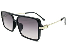 Classic Vintage Retro Aviator Style SUNGLASSES Square Black & Silver Frame 80450