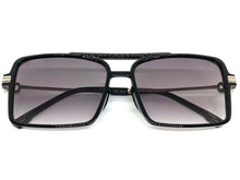 Classic Vintage Retro Aviator Style SUNGLASSES Square Black & Silver Frame 80450