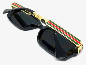 Classic Modern Retro Luxury Designer Style SUNGLASSES Black & Gold Frame 30618