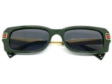 Classic Modern Retro Luxury Designer Style SUNGLASSES Green & Gold Frame 30618