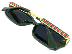 Classic Modern Retro Luxury Designer Style SUNGLASSES Green & Gold Frame 30618