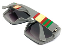 Oversized Classic Vintage Retro Style SUNGLASSES Square Gray Frame E1980