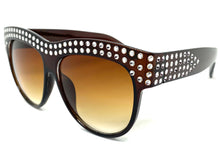 Oversized Luxurious Vintage Retro Style SUNGLASSES Large Bling Brown Frame E1290