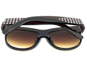 Oversized Luxurious Vintage Retro Style SUNGLASSES Large Bling Brown Frame E1290