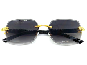 Classy Elegant Sophisticated Modern Luxury Style SUNGLASSES Gold & Black Frame E0970