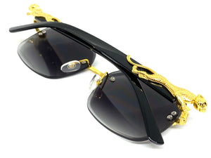 Classy Elegant Sophisticated Modern Luxury Style SUNGLASSES Gold & Black Frame E0970