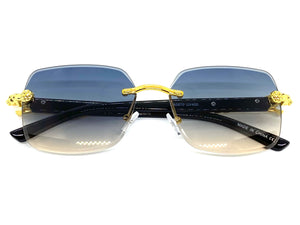 Classy Elegant Sophisticated Modern Luxury Style SUNGLASSES Gold & Black Frame E0970