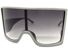 Oversized Wrap Around Futuristic Modern Shield Style SUNGLASSES Huge Gray Frame 80673