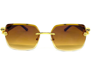 Classy Elegant Sophisticated Modern Luxury Style SUNGLASSES Gold & Black Frame E0970