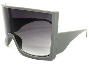 Oversized Wrap Around Futuristic Modern Shield Style SUNGLASSES Huge Gray Frame 80673