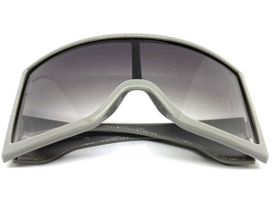 Oversized Wrap Around Futuristic Modern Shield Style SUNGLASSES Huge Gray Frame 80673