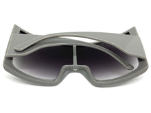 Oversized Wrap Around Futuristic Modern Shield Style SUNGLASSES Huge Gray Frame 80673
