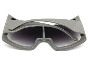 Oversized Wrap Around Futuristic Modern Shield Style SUNGLASSES Huge Gray Frame 80673