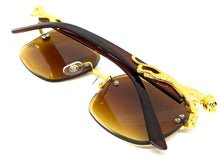 Classy Elegant Sophisticated Modern Luxury Style SUNGLASSES Gold & Black Frame E0970