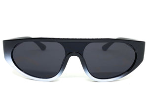 Contemporary Modern Retro Shield Style SUNGLASSES Black Frame 2129