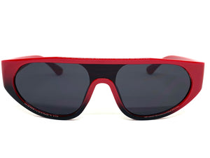 Contemporary Modern Retro Shield Style SUNGLASSES Red Frame 2129