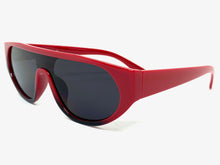 Contemporary Modern Retro Shield Style SUNGLASSES Red Frame 2129